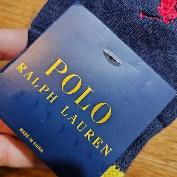 Polo Ralph Lauren Pony Deluxe Crew Socks Embroidered Logo Cotton Blend Navy L - Picture 10 of 10